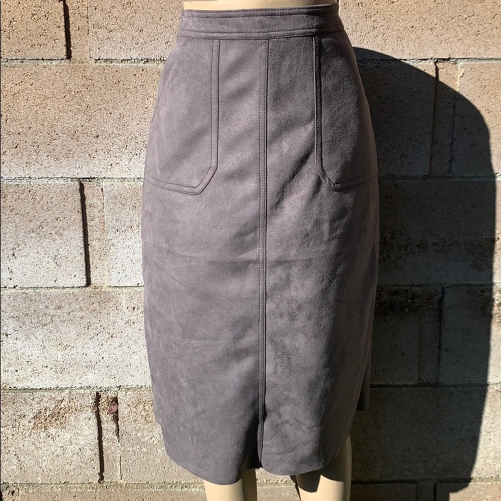 CATHERINE MALANDRINO GRAY SKIRT FAUX LEATHER Sz. 6